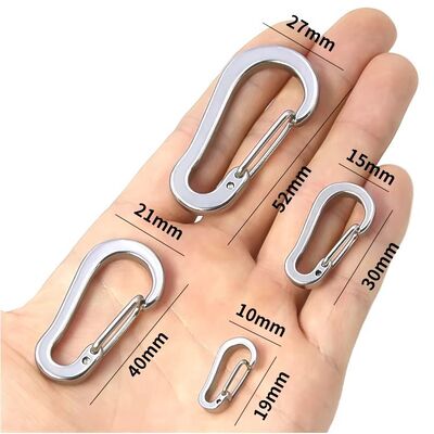 M4 M12 Ganchos de corrente para animais de estimação em formato de D de aço inoxidável Loops de conexão rápida Fivelas de montanhismo de seguro de acabamento liso para uso ao ar livre